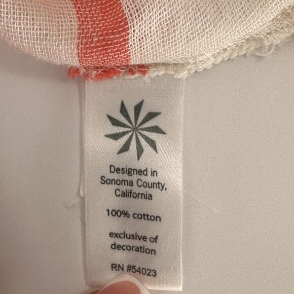Athleta Beach Cover‎ Up Tassel Trim Stripe Coral & White Size Xsmall - Picture 9 of 9